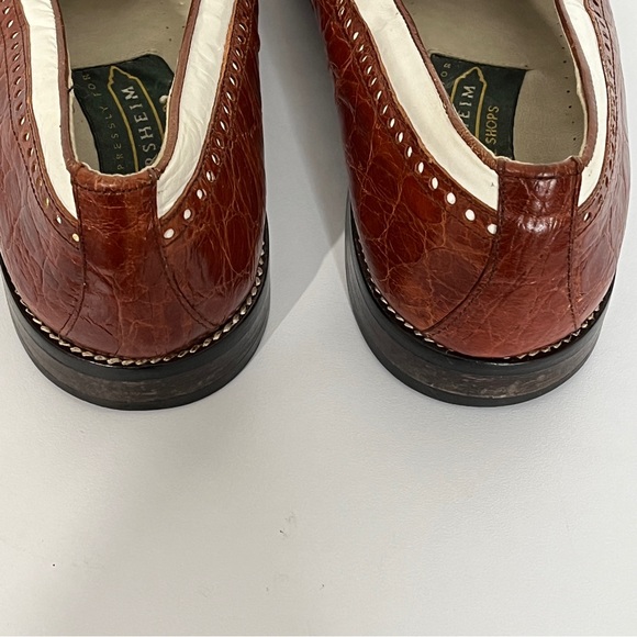 Florsheim Brown White Croc Print Leather Oxfords main image 9